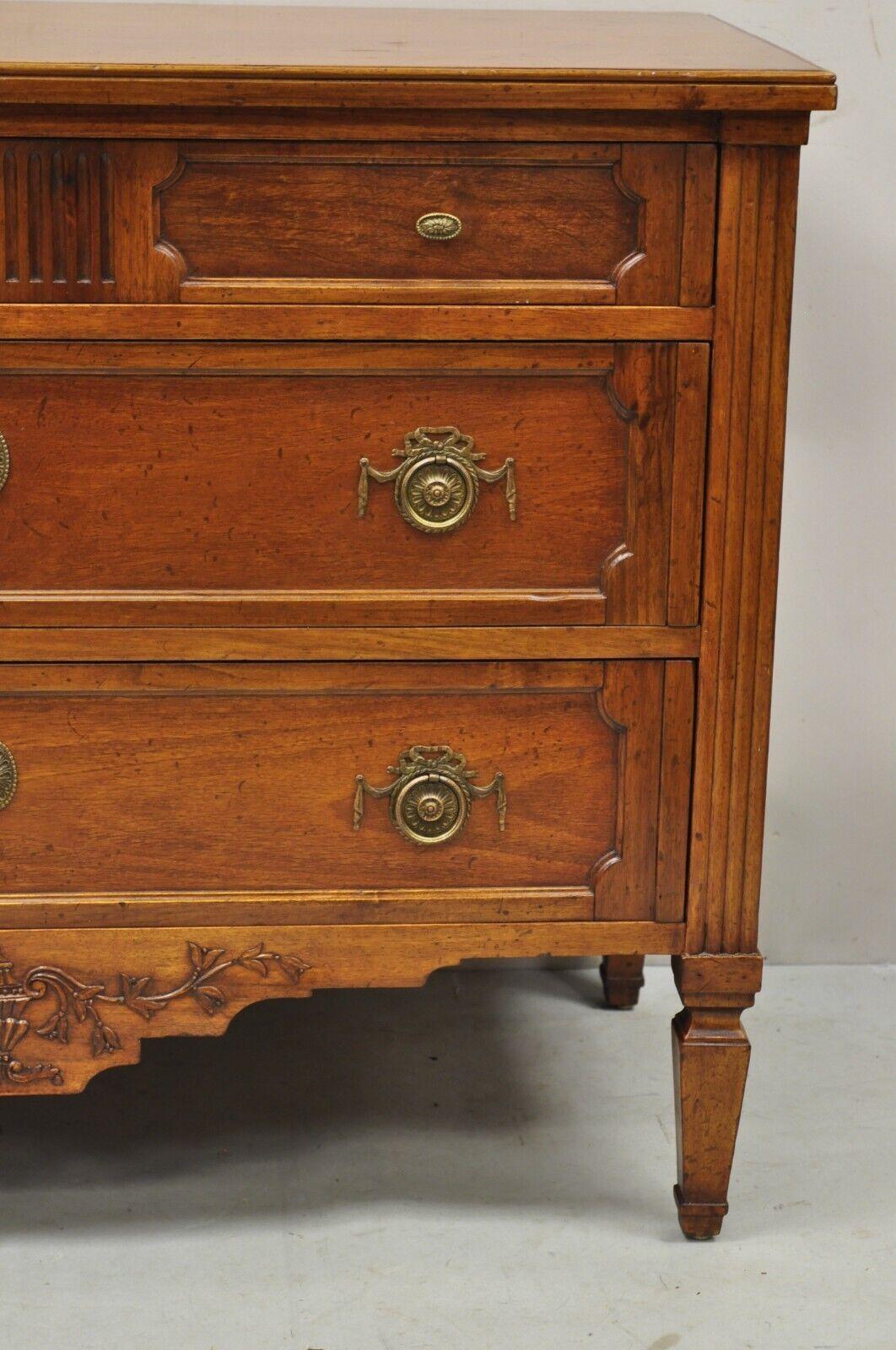 20th Century Vtg Italian Bloomingdales French Louis XVI Walnut Commode Chest Drawers - a Pair
