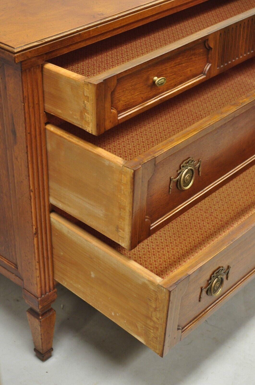 Vtg Italian Bloomingdales French Louis XVI Walnut Commode Chest Drawers - a Pair 1