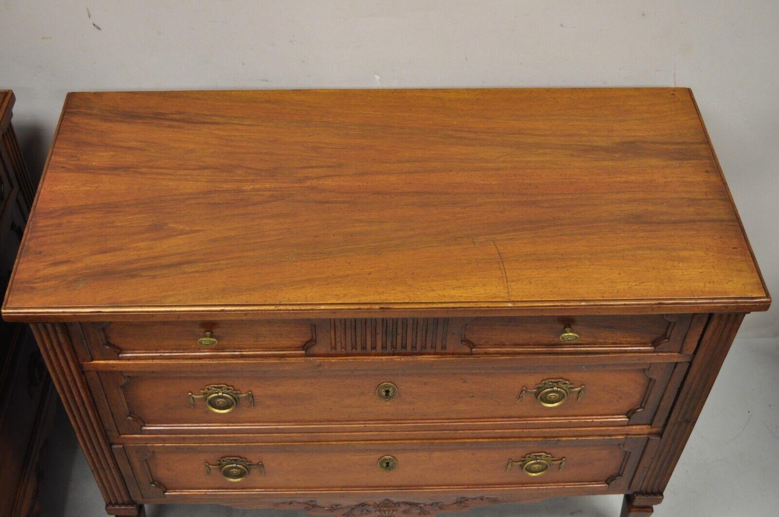 Vtg Italian Bloomingdales French Louis XVI Walnut Commode Chest Drawers - a Pair 2