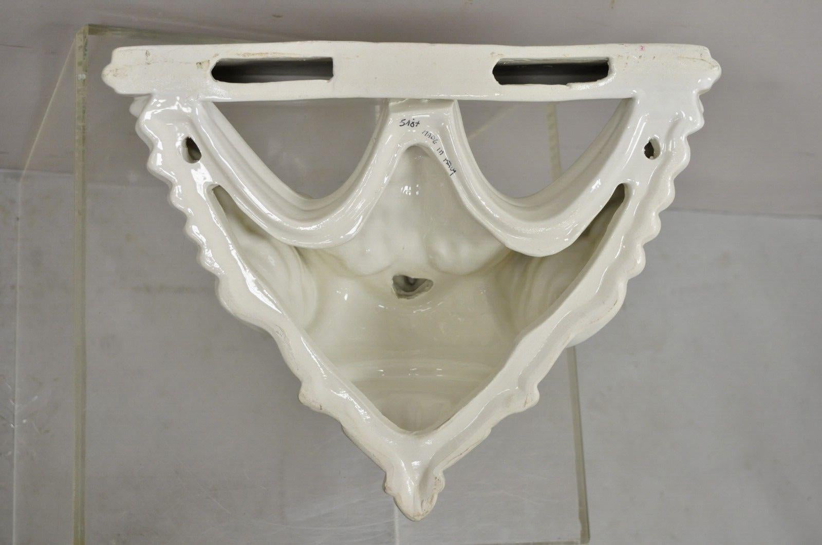 Vtg Italian Ceramic White Swan Bird Form Regency Style Wall Bracket Wall Shelf 4