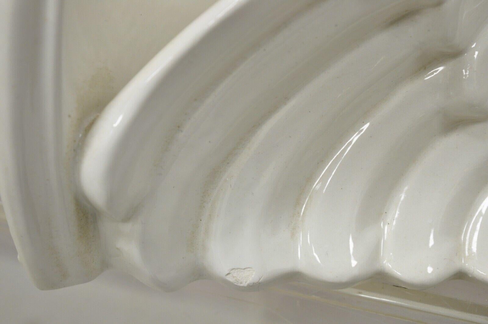 Vtg Italian Ceramic White Swan Bird Form Regency Style Wall Bracket Wall Shelf 2
