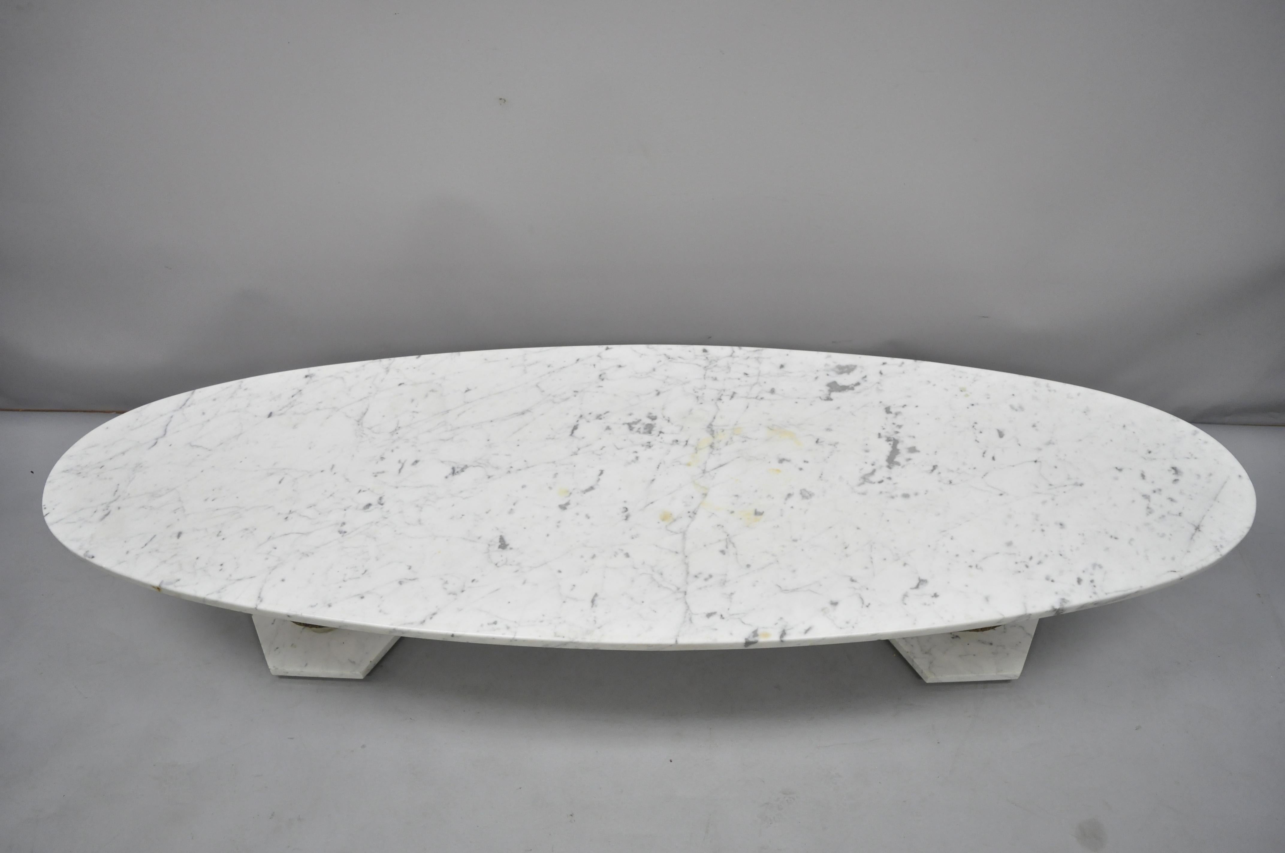 Vintage Italian Hollywood Regency Long Oval Surfboard Marble Top Coffee Table 5