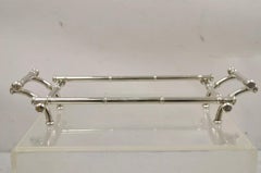 Vtg Italian Hollywood Regency Faux Bamboo Silver Plated Serving Platter Stand