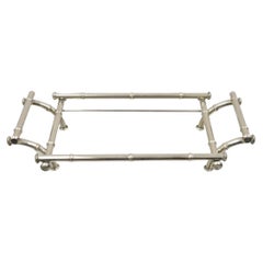 Vtg Italian Hollywood Regency Faux Bamboo Silver Plated Serving Platter Stand