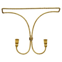 Vintage Vtg Italian Hollywood Regency Gold Gilt Iron Wall Mount Rope Tassel Towel Holder
