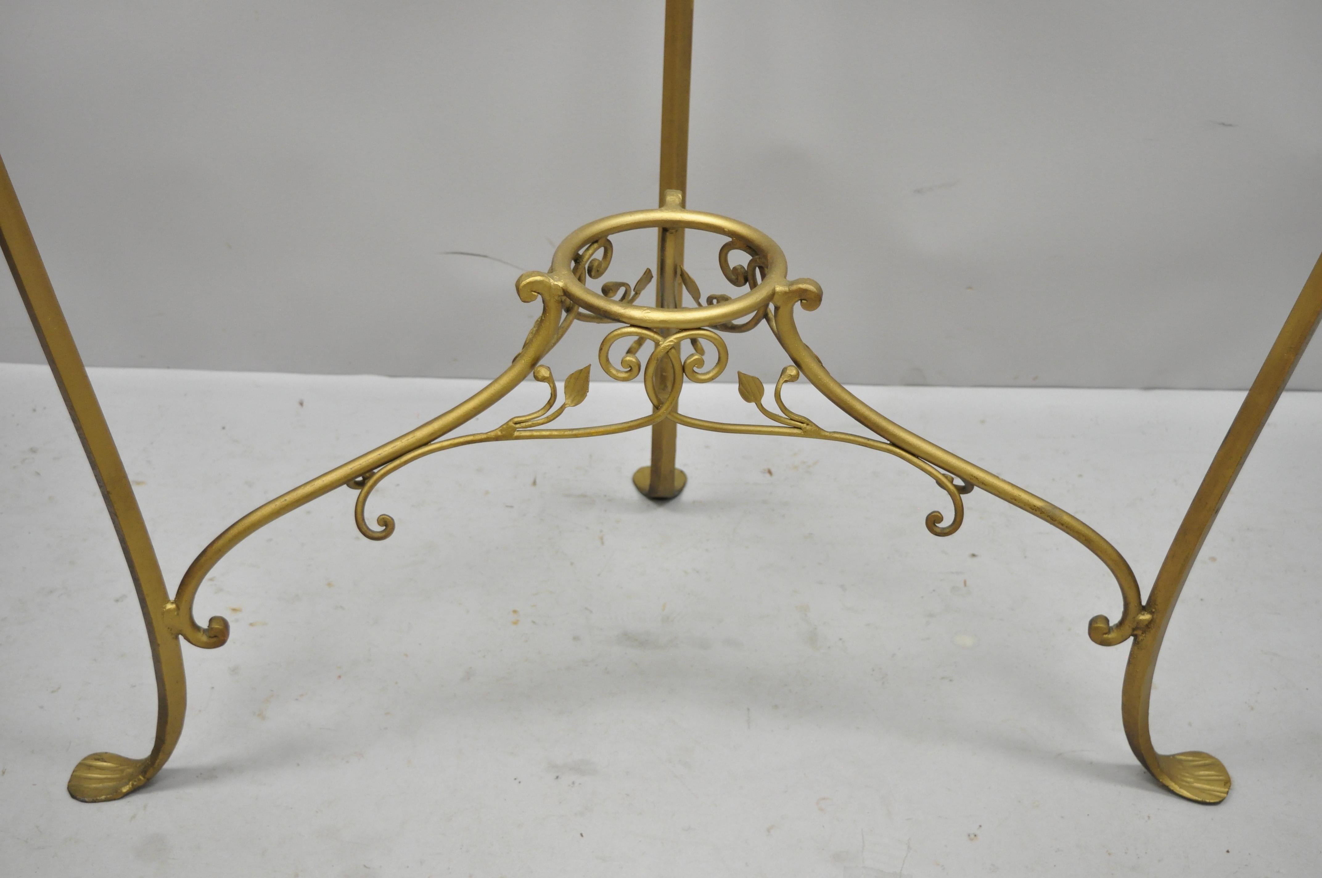 20th Century Italian Hollywood Regency Gold Iron Metal Corner Curio Display Shelf Stand