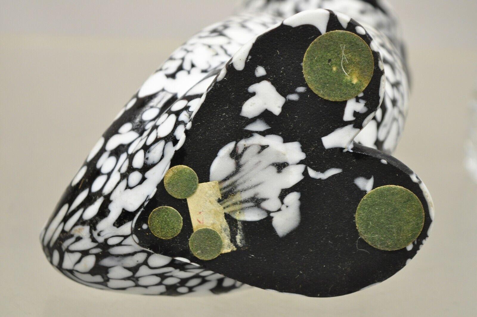 Vtg Italian Mid Century Heavy Art Glass Owl Figure Paperweight Black and White 6