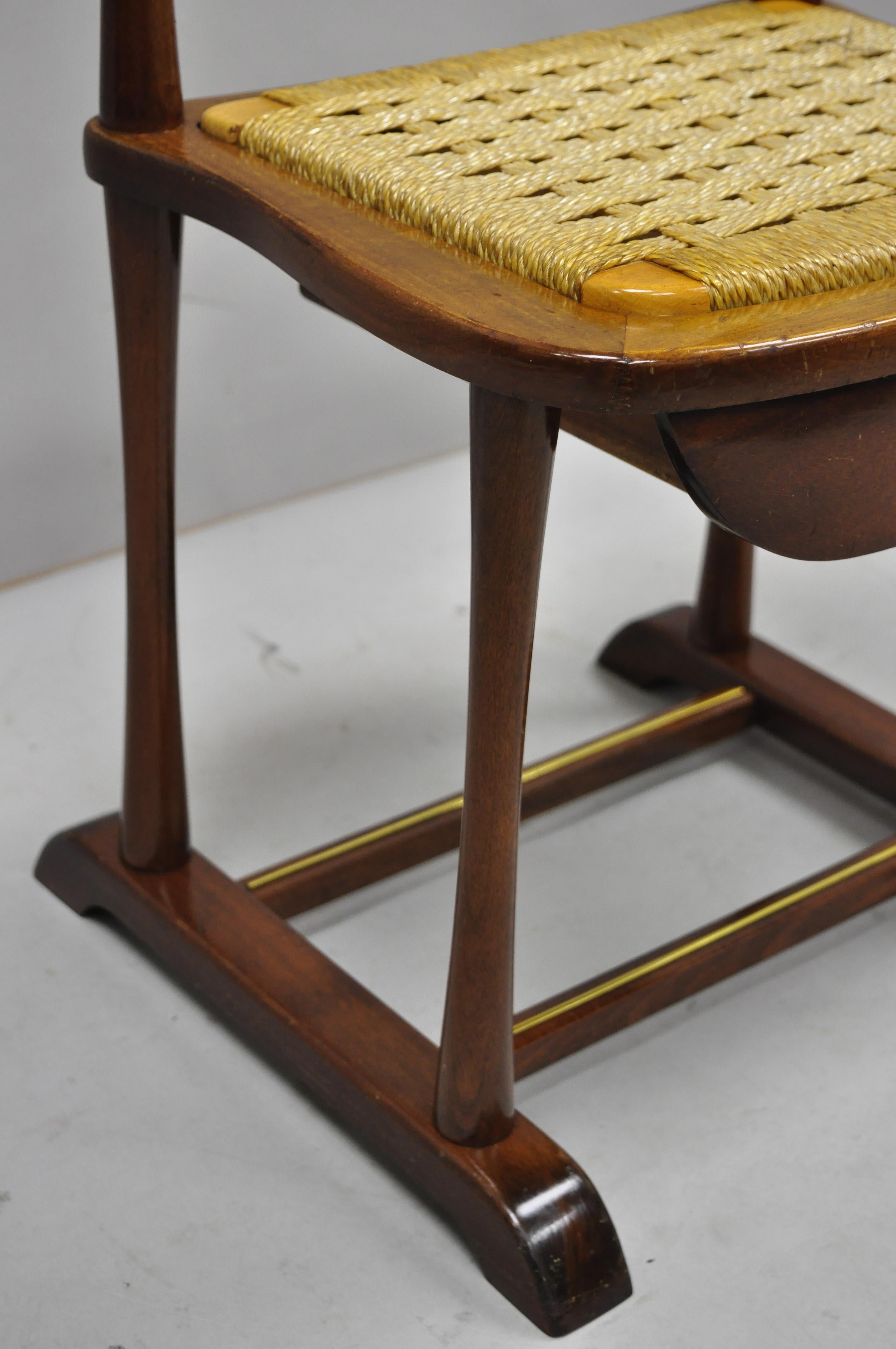 Italian Mid-Century Modern SPQR Birch, Brass Clothing Valet Suit Stand Chair 3