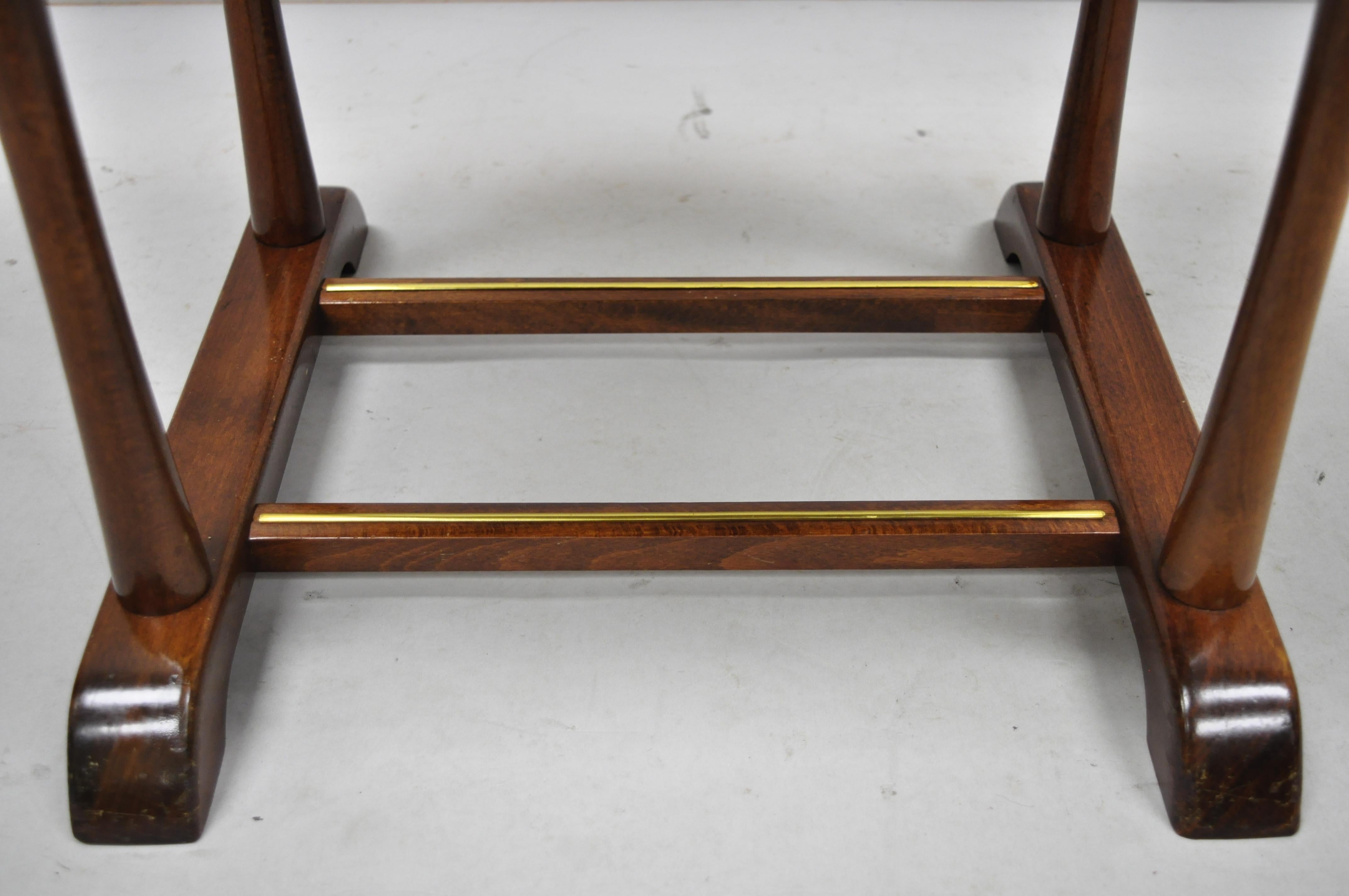 Italian Mid-Century Modern SPQR Birch, Brass Clothing Valet Suit Stand Chair 4