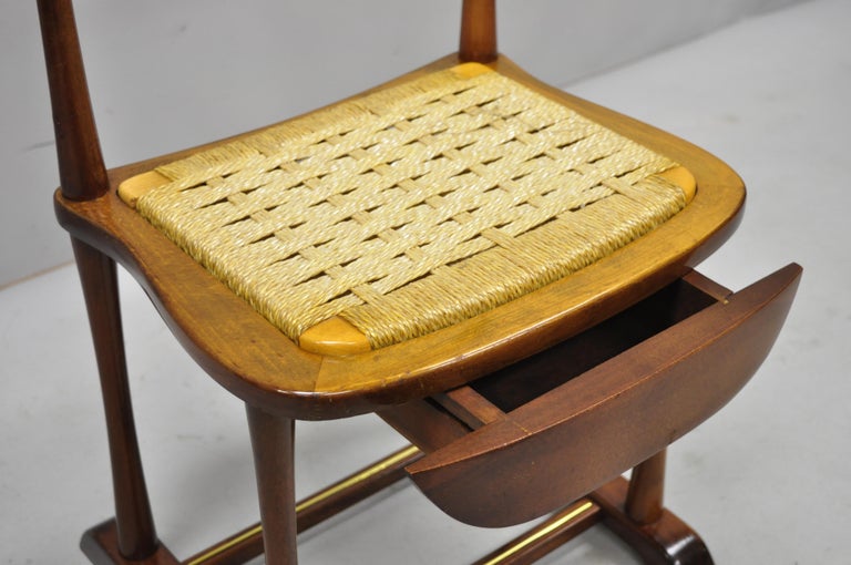 20th Century Italian Mid-Century Modern SPQR Birch, Brass Clothing Valet Suit Stand Chair