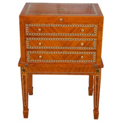 Vtg Italienisch Parkett eingelegt Zigarren Humidor Chest auf Stand Beistelltisch Hepplewhite