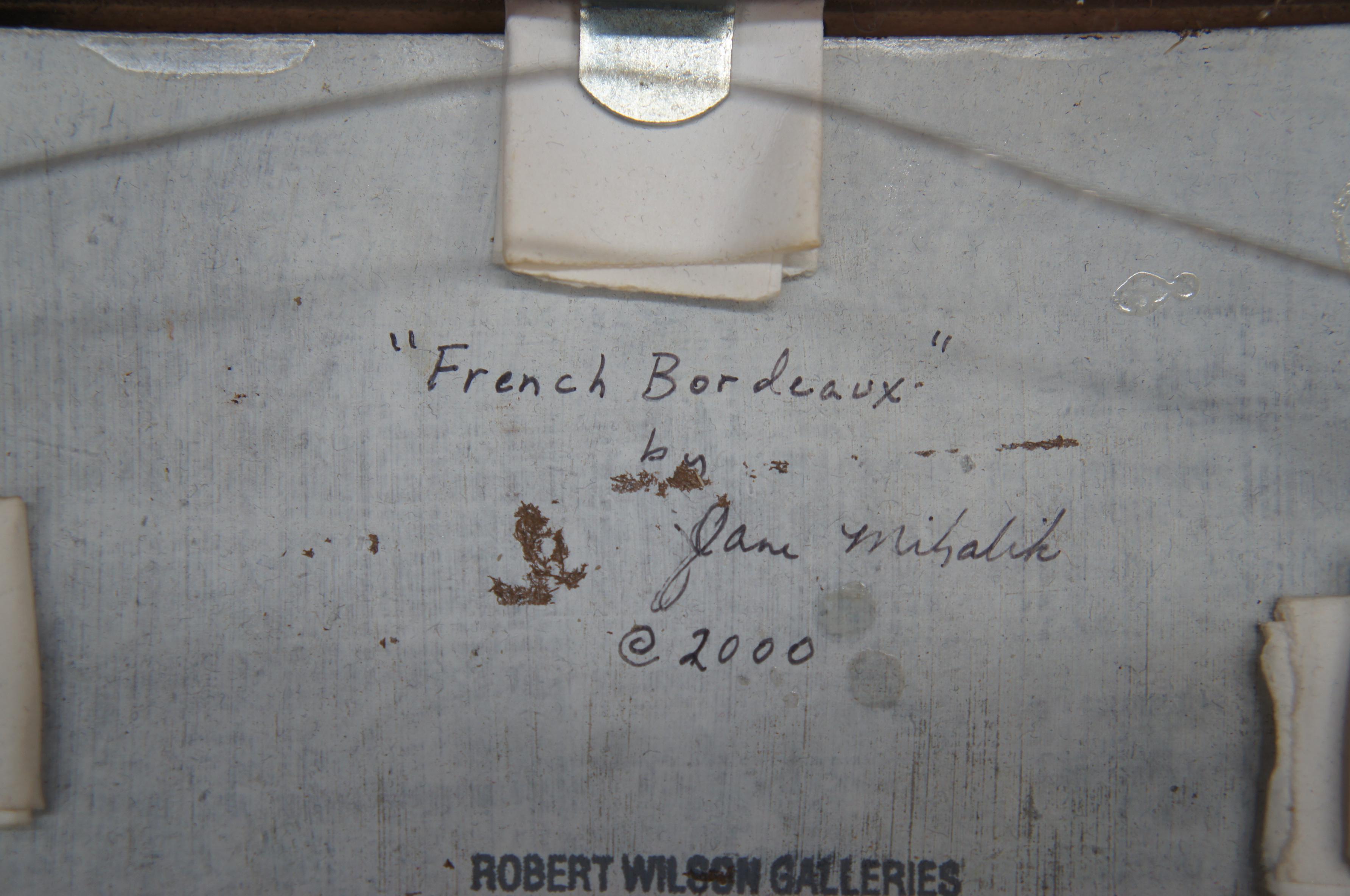 Vtg Jane Mihalik Miniature Still Life French Bordeaux Grape Wine Oil on Board 4