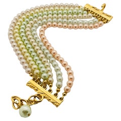Vtg JOAN RIVERS Bracelet de défilé de créateur en perles dorées à plusieurs brins