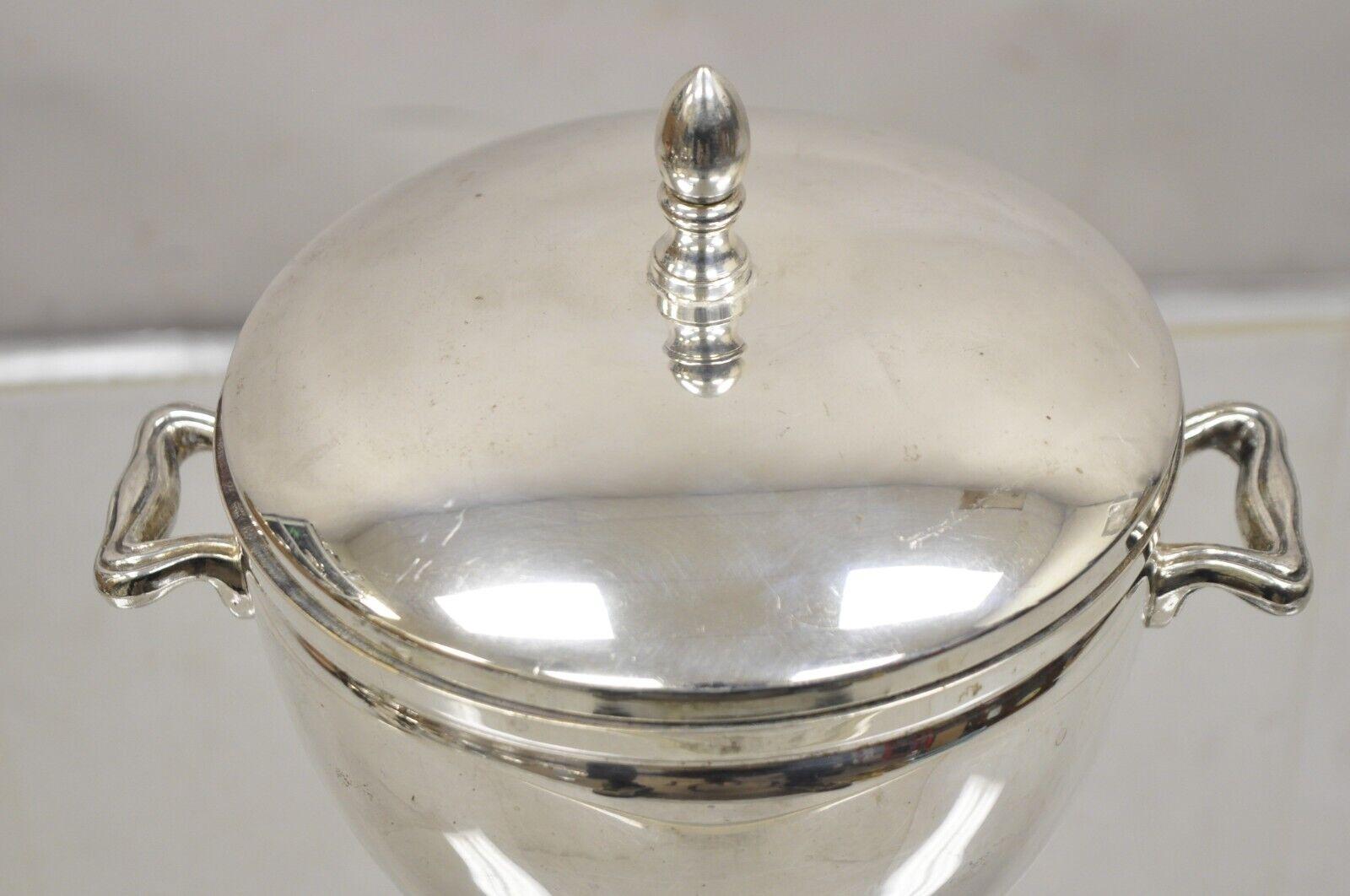 Vtg Knight Silver Smith's Silver on Copper Lidded Ice Bucket w Aluminum Lining For Sale 3