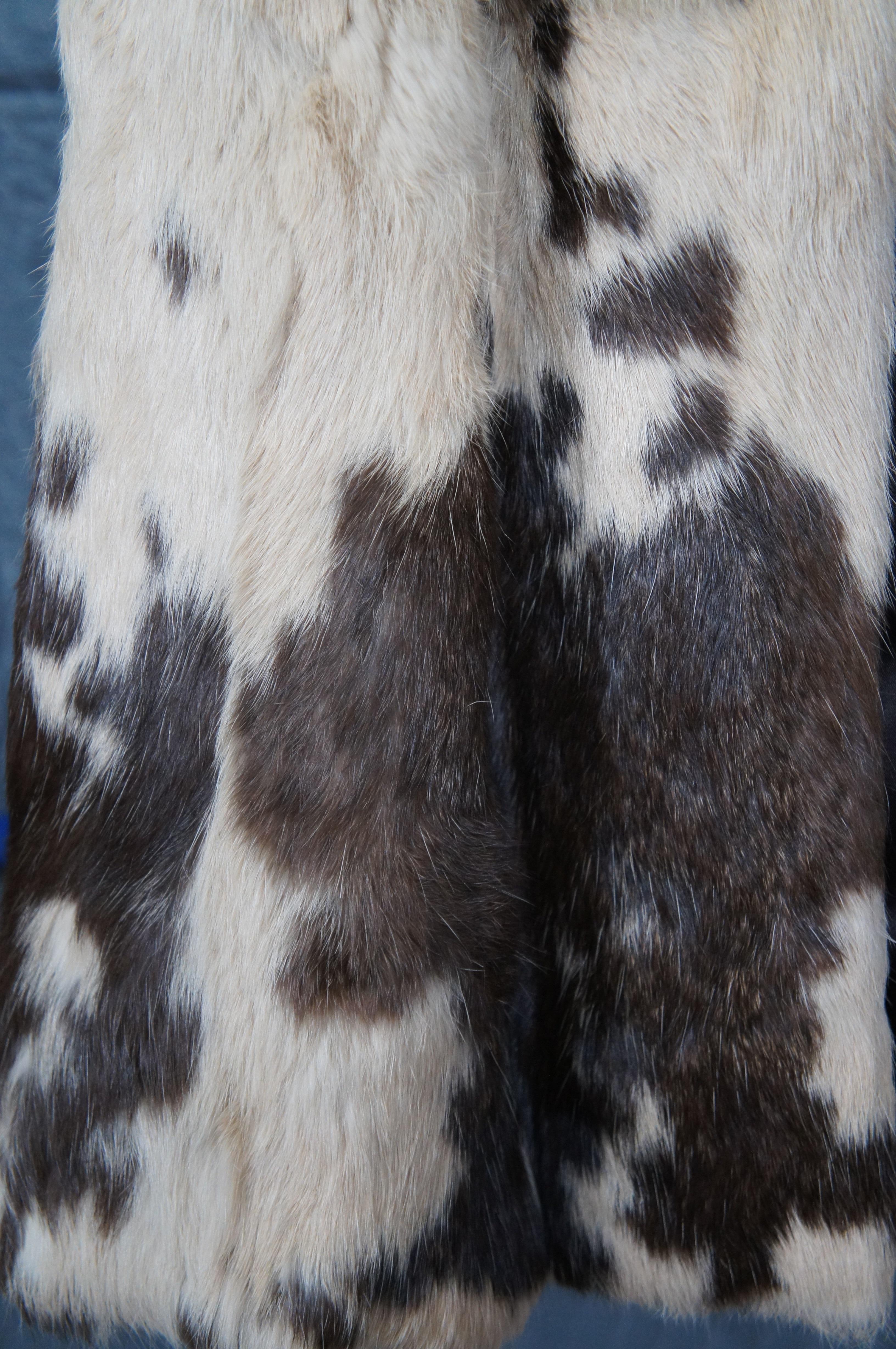 Vtg Korean Full Length Brown & White Angus Cowhide Fur Coat Womens Jacket For Sale 7