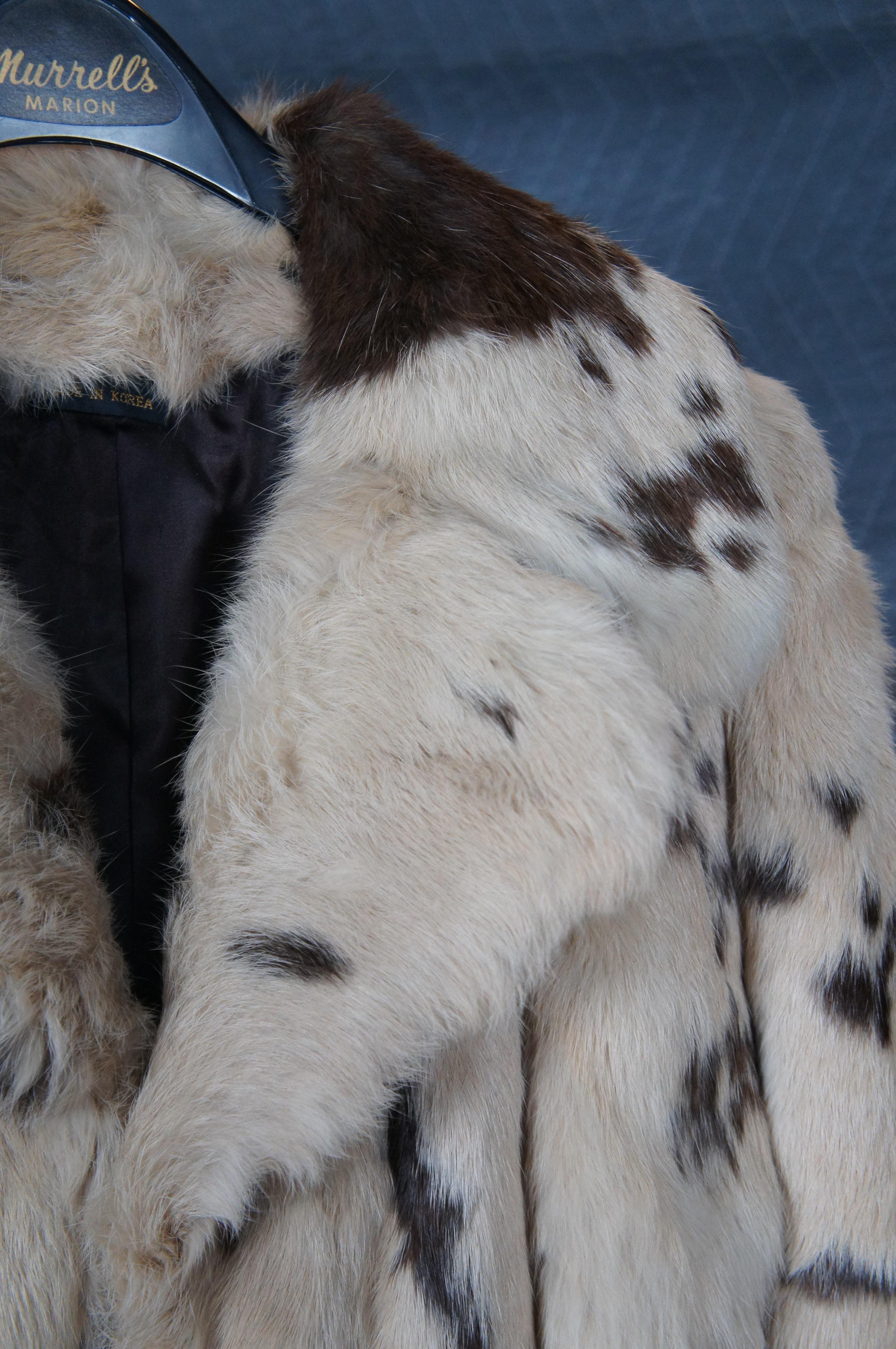 Vtg Korean Full Length Brown & White Angus Cowhide Fur Coat Womens Jacket For Sale 8