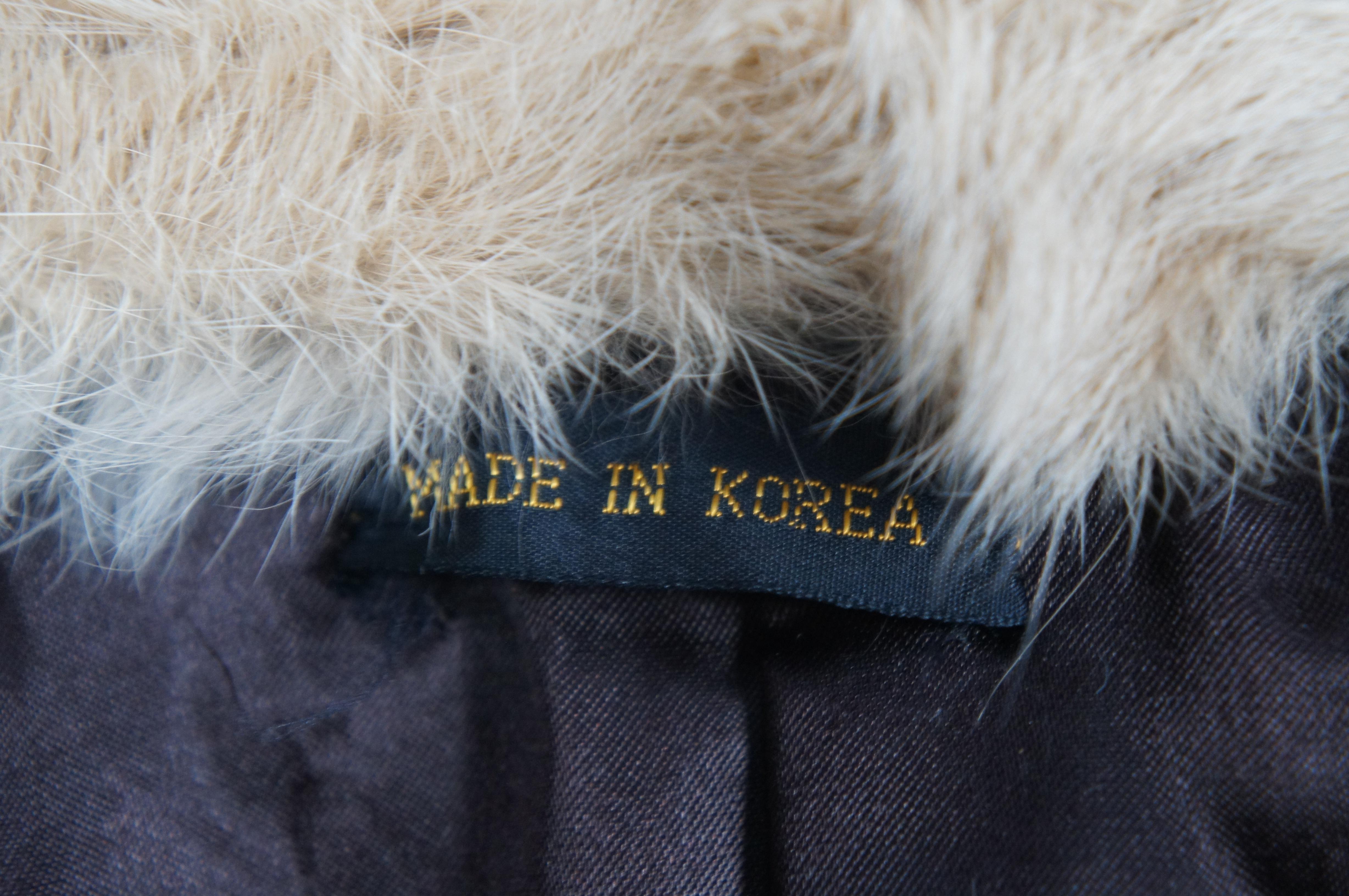 Vtg Korean Full Length Brown & White Angus Cowhide Fur Coat Womens Jacket For Sale 2