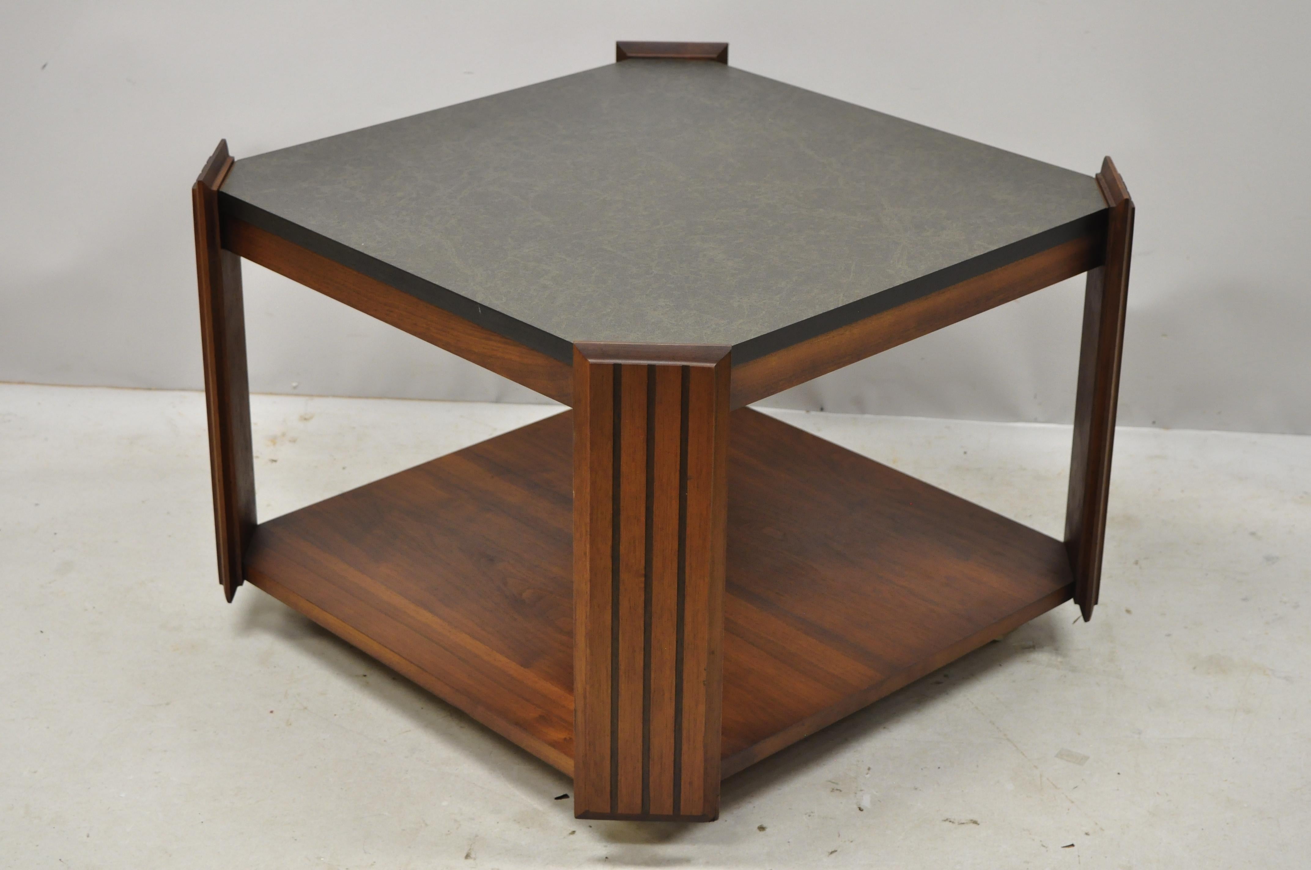 20th Century Lane Altavista Mid-Century Modern Walnut Square Rolling Side Coffee Table