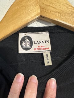 Vtg LANVIN Paris Alber Elbaz Y2K Era Black Sweater Dress XS Wool Cashmere Silk