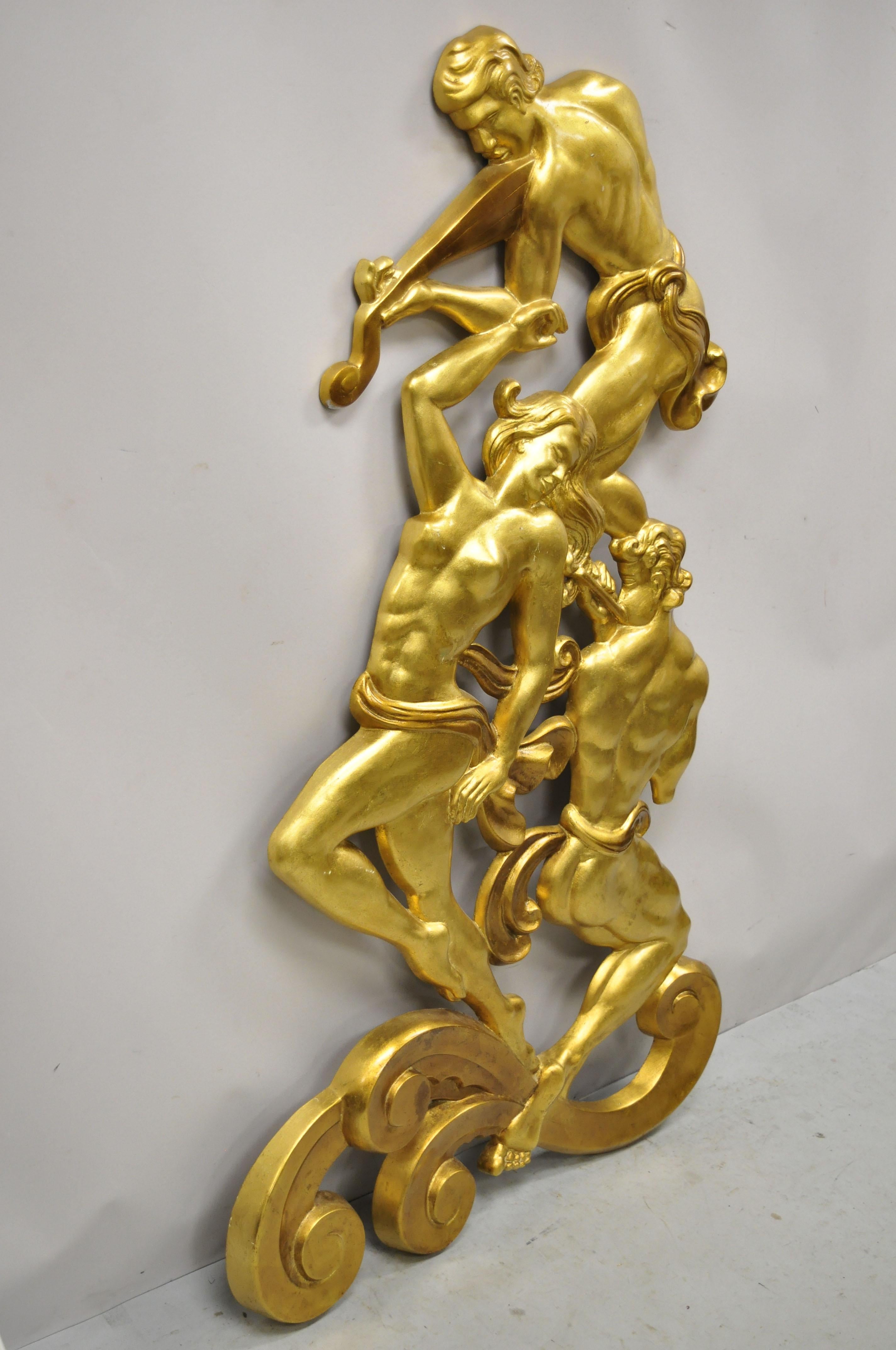 Vtg Large Gypsy Gold Art Deco Fiberglass Figural Sculpture Rockefeller Center 7