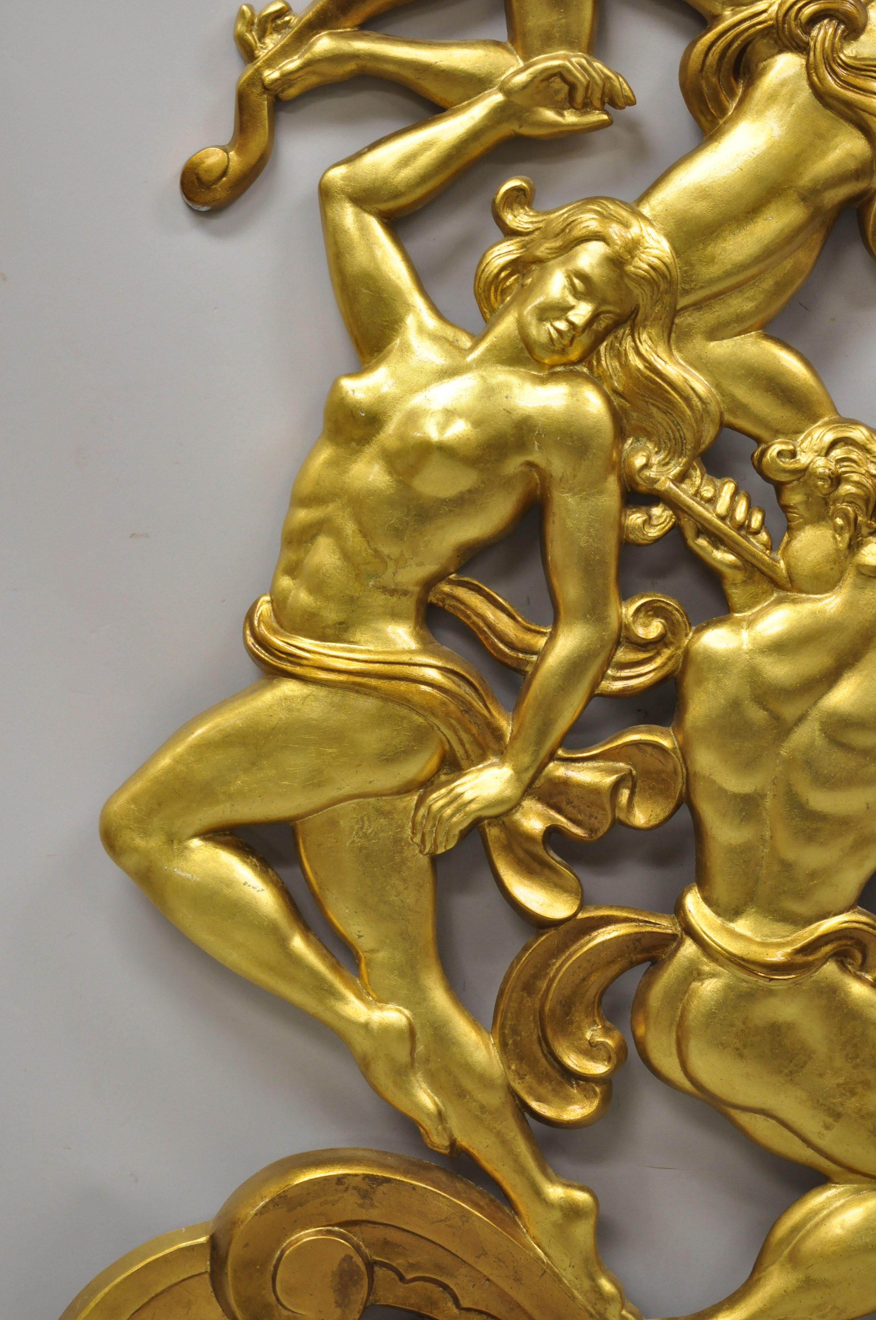 Vtg Large Gypsy Gold Art Deco Fiberglass Figural Sculpture Rockefeller Center In Good Condition In Philadelphia, PA