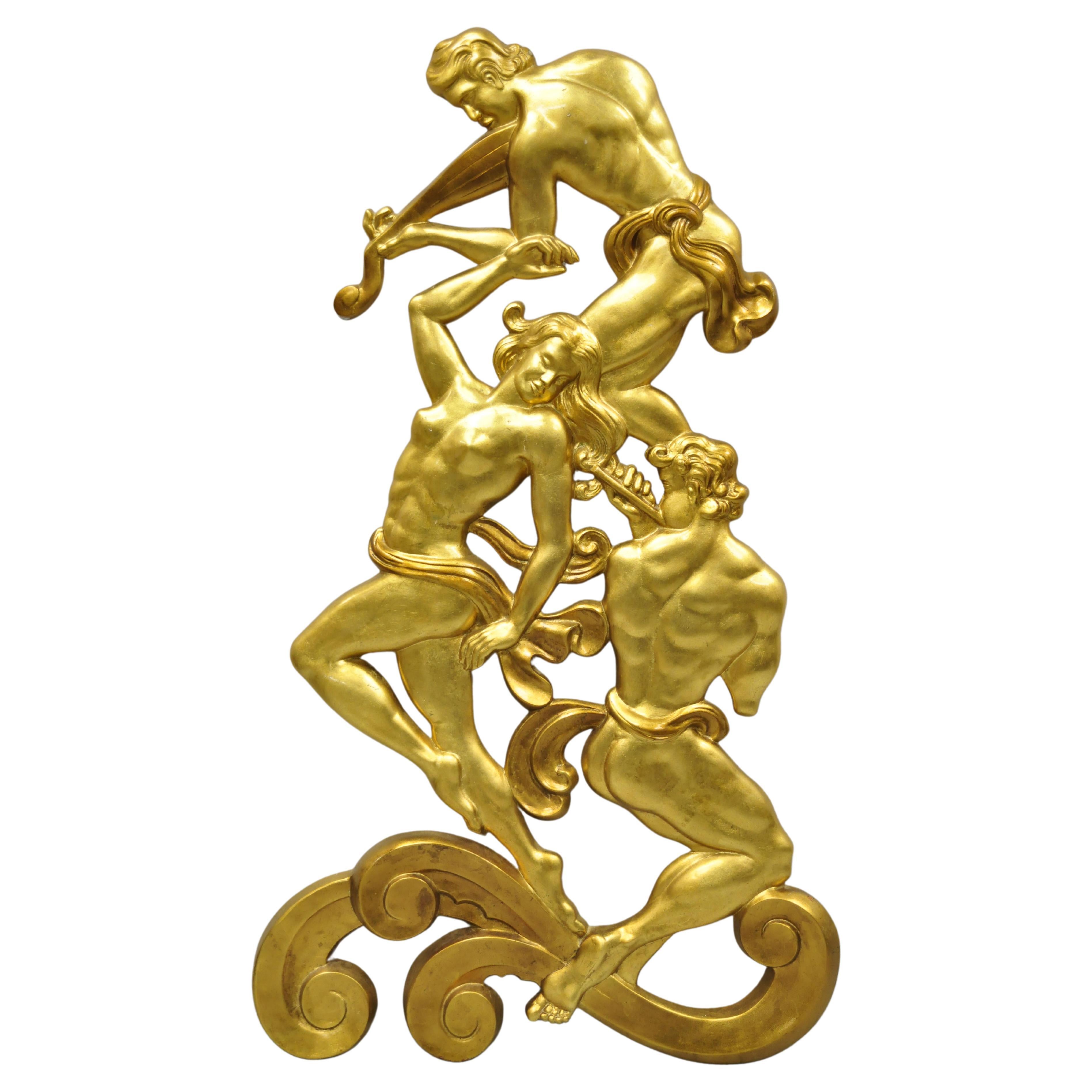 Vtg Large Gypsy Gold Art Deco Fiberglass Figural Sculpture Rockefeller Center
