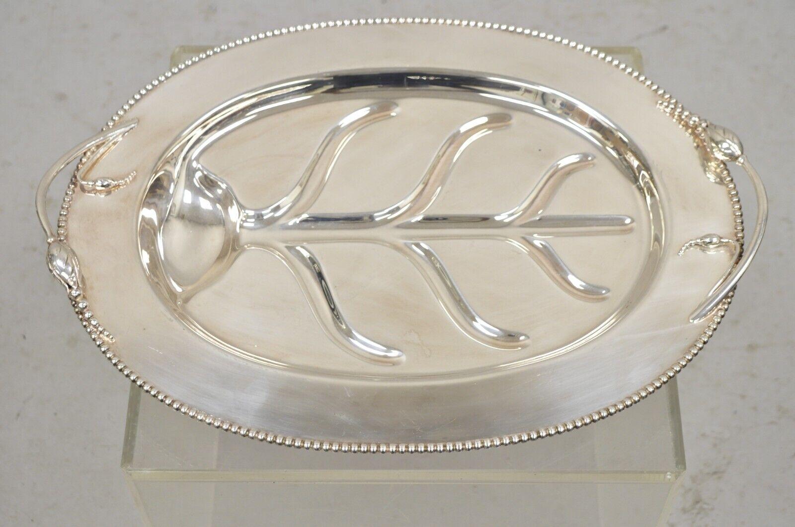 Vtg LBS Co English Art Nouveau Meat Cutlery Silver Plated Serving Platter Tray For Sale 5