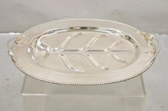 Vtg LBS Co Englisches versilbertes Servierplatten-Tablett mit Art nouveau-Meat Cutlery-Silberblech