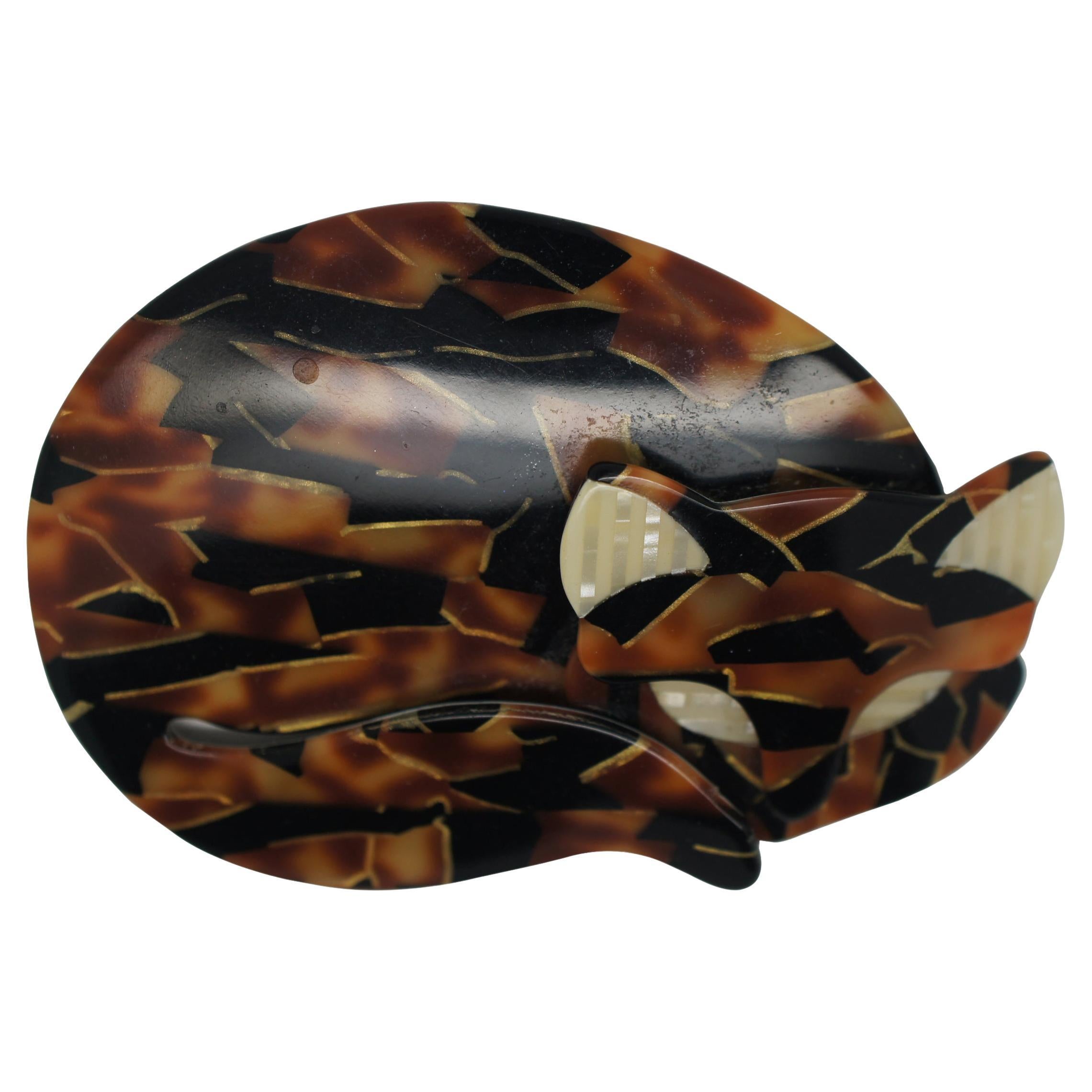 West Coast Jewelry Sterling Silver Antiqued Sleeping Cat Pin West Coast Jewelry Sterling Silver Antiqued Sleeping Cat Pin