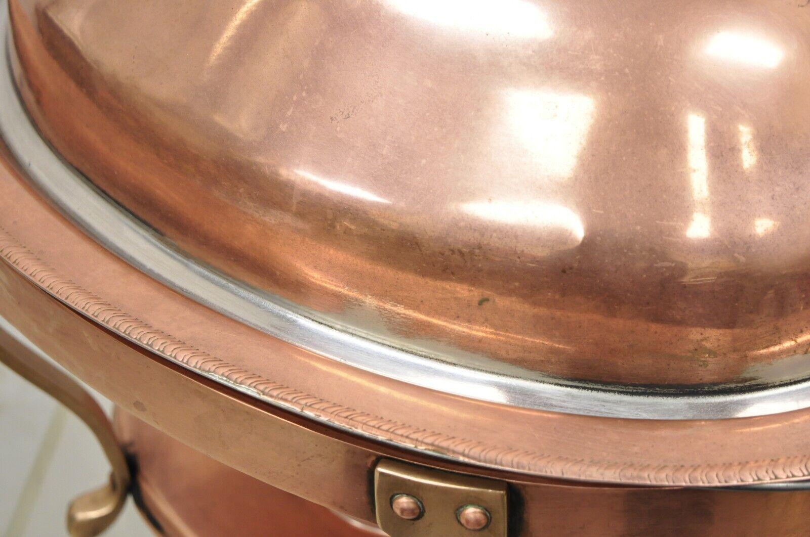 Vtg Legion Utensils Copper & Brass Oval Chafing Dish Warming Tray Serving Pan 3