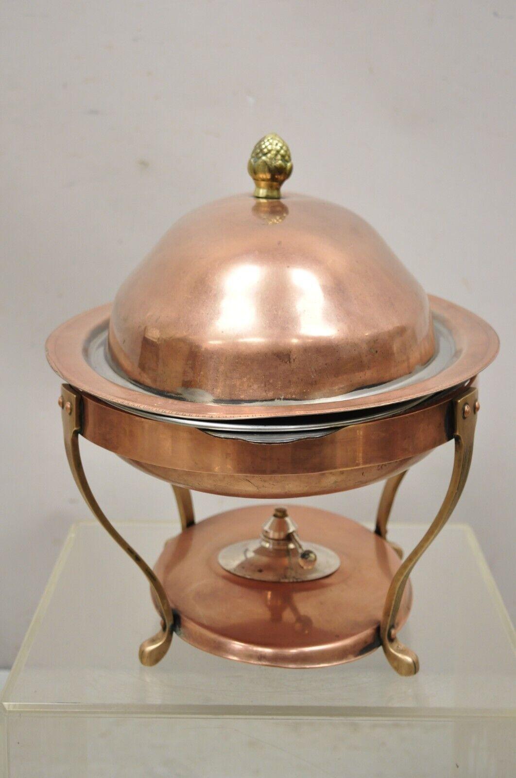 Vtg Legion Utensils Copper & Brass Oval Chafing Dish Warming Tray Serving Pan 4