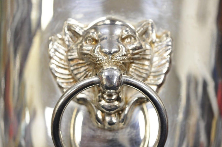 Seau à champagne et seau à glace français métal argenté têtes de lions vintage 1970 - France
