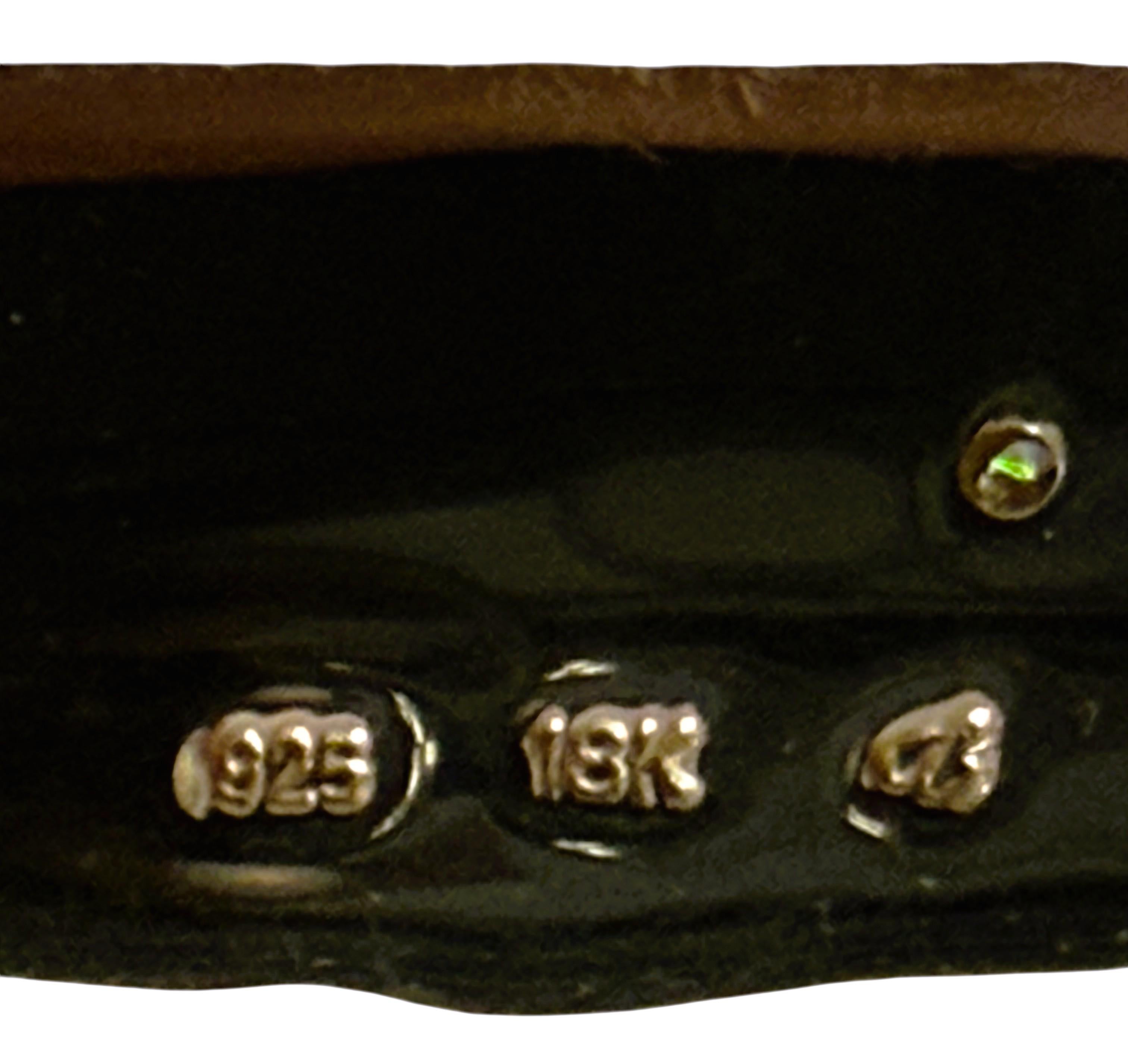 VTG Brazalete de oro de 18 quilates y plata de ley Lorellei 13 diamantes, caja original 75 Gr en venta 4