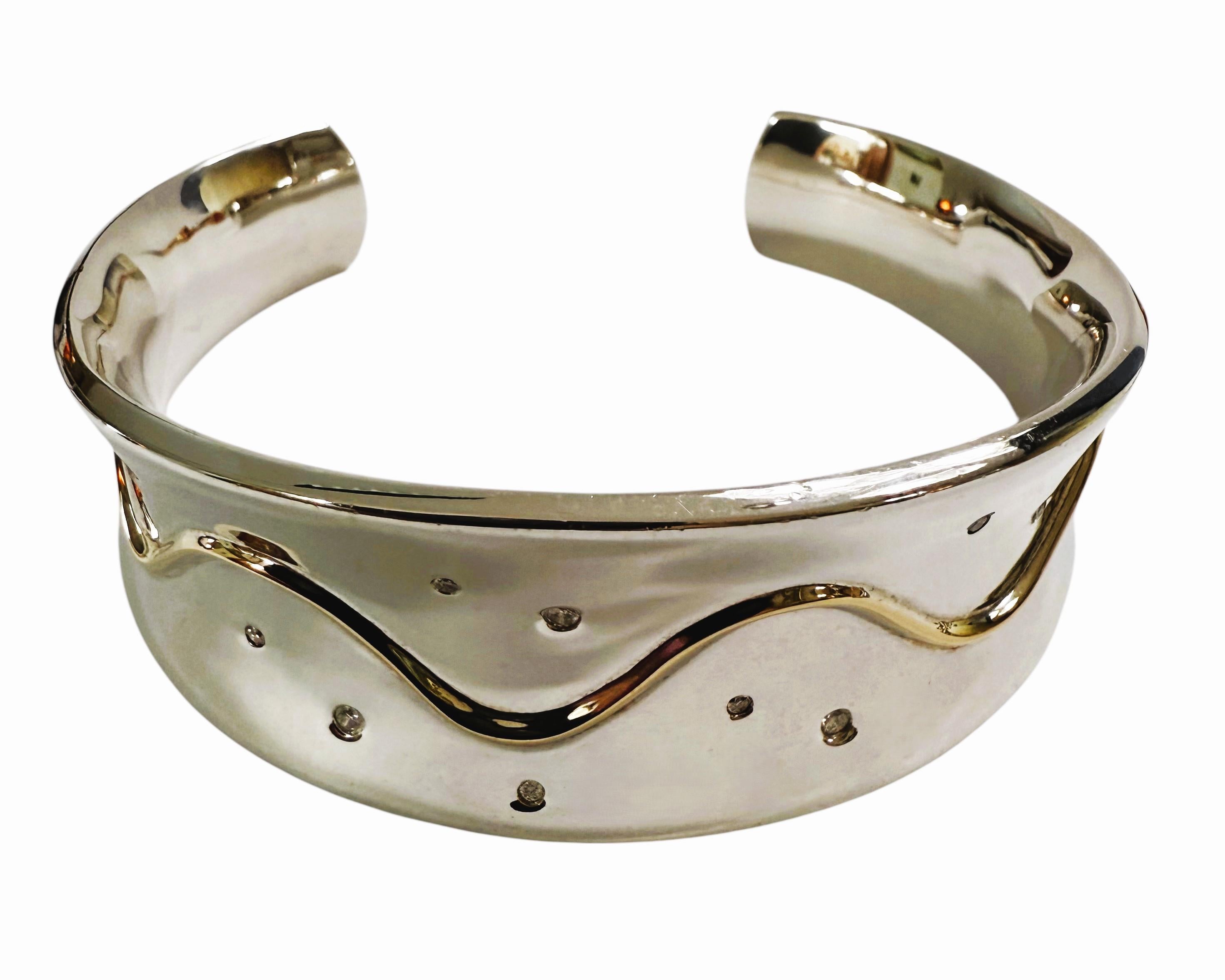 VTG Brazalete de oro de 18 quilates y plata de ley Lorellei 13 diamantes, caja original 75 Gr Art Decó en venta