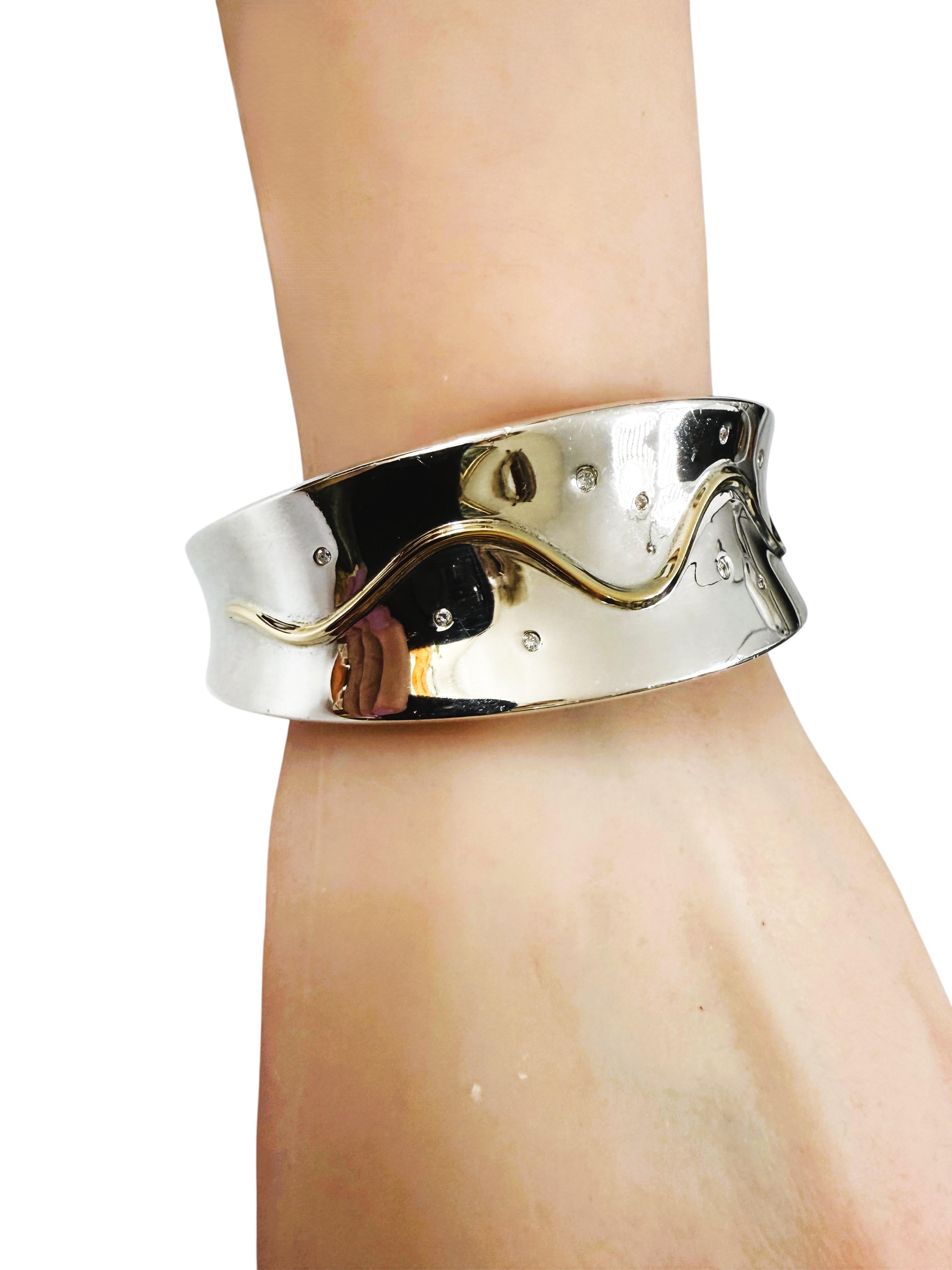 VTG Brazalete de oro de 18 quilates y plata de ley Lorellei 13 diamantes, caja original 75 Gr en venta 3