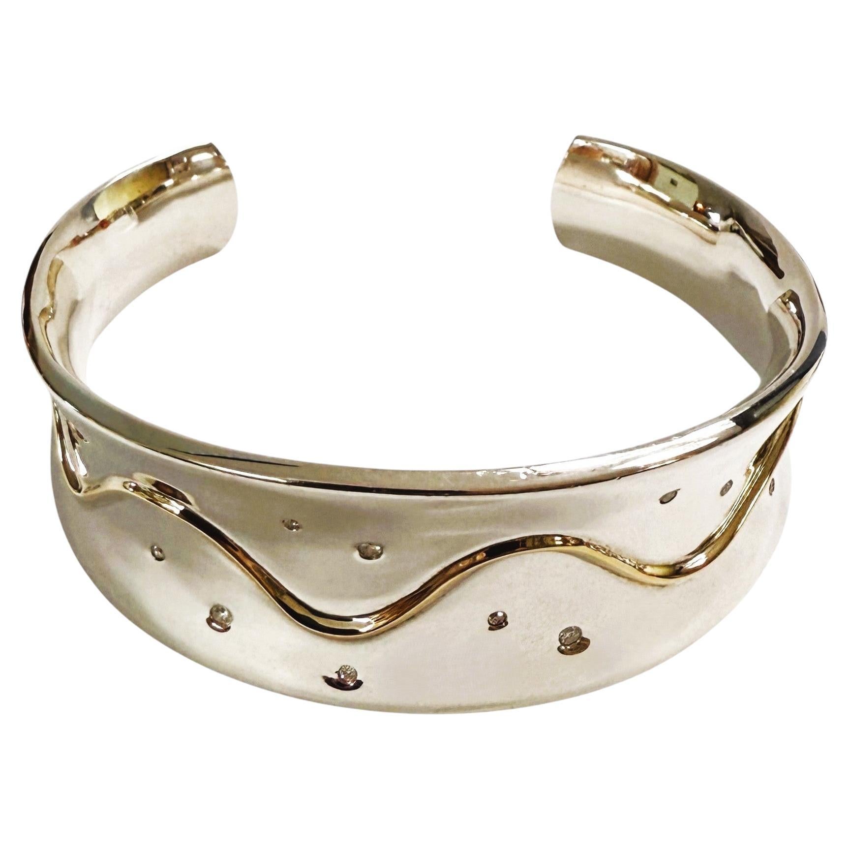 VTG Brazalete de oro de 18 quilates y plata de ley Lorellei 13 diamantes, caja original 75 Gr en venta