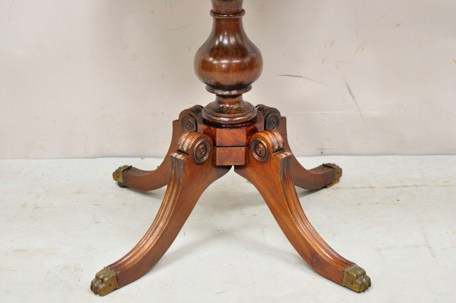 Vtg Mahogany Federal Style Pedestal Base 2 Drawer Duncan Phyfe Side End Table 4