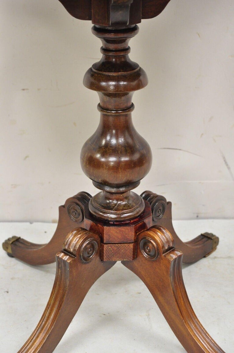 Vtg Mahogany Federal Style Pedestal Base 2 Drawer Duncan Phyfe Side End