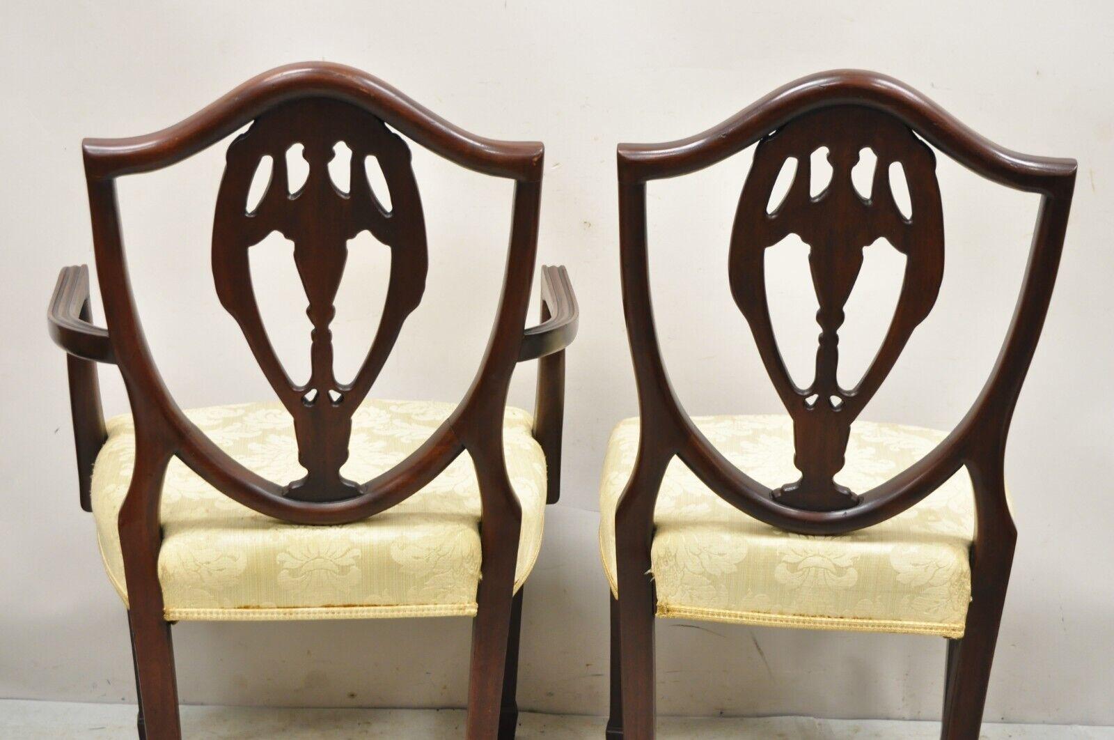 Vtg Mahogany Shield Back Hepplewhite Style Duncan Phyfe Dining Chairs Set of 10 5