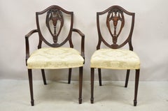 Vtg Mahogany Shield Back Hepplewhite Style Duncan Phyfe Dining Chairs Set of 10
