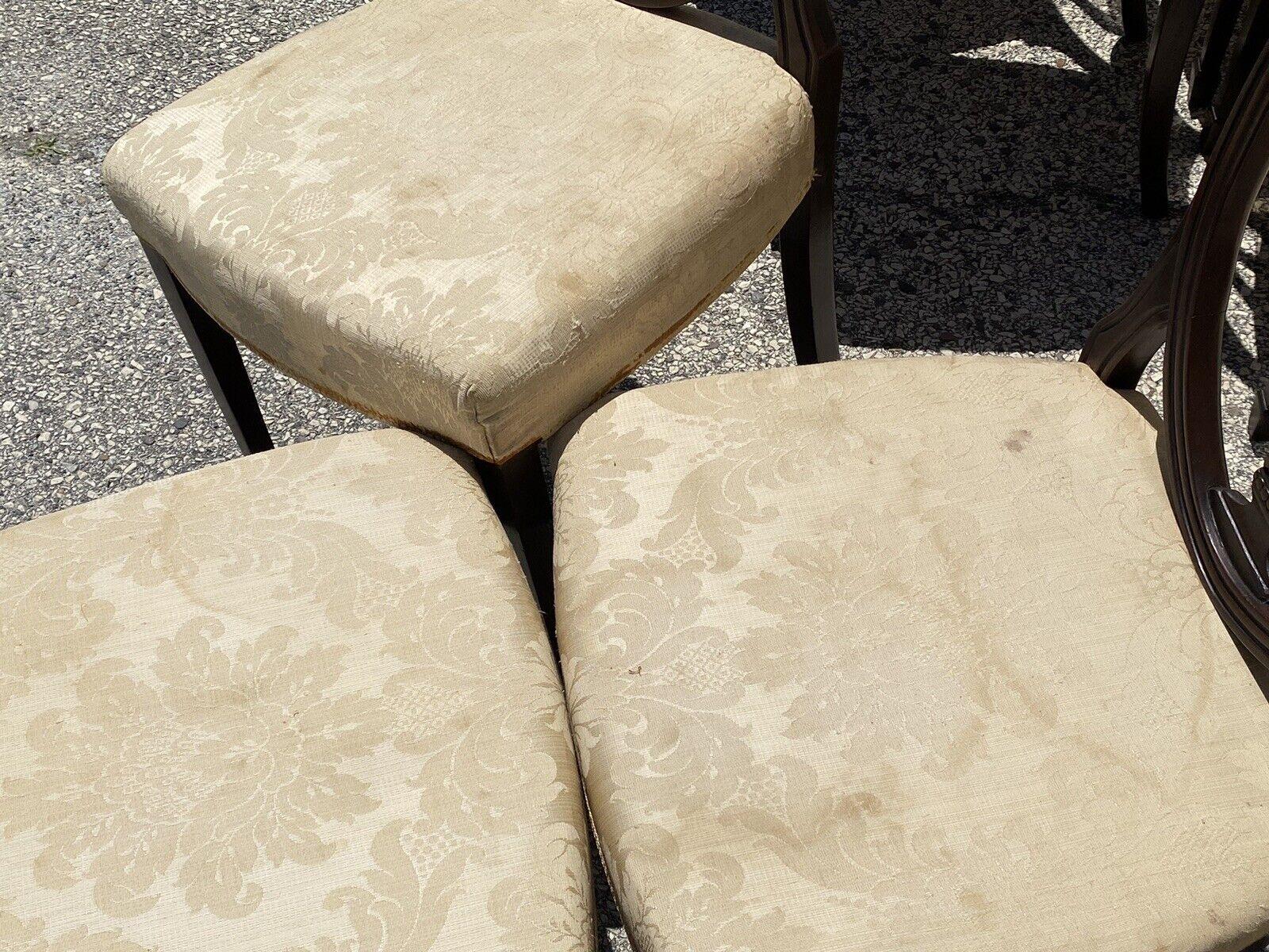 Mid-20th Century Vtg Mahogany Shield Back Hepplewhite Style Duncan Phyfe Dining Chairs Set of 10
