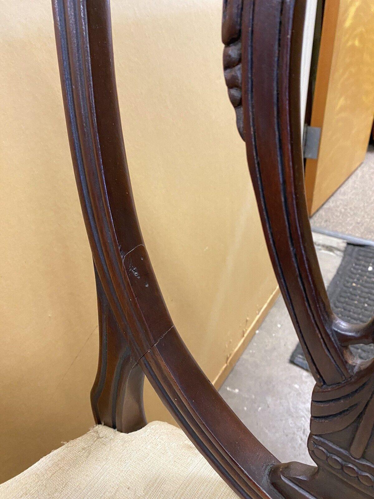 Vtg Mahogany Shield Back Hepplewhite Style Duncan Phyfe Dining Chairs Set of 10 1