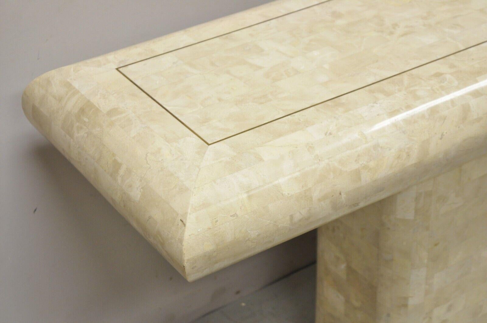 Moderne Table d'entrée moderne à piédestal incrusté de pierres tessellées Maitland Smith en vente