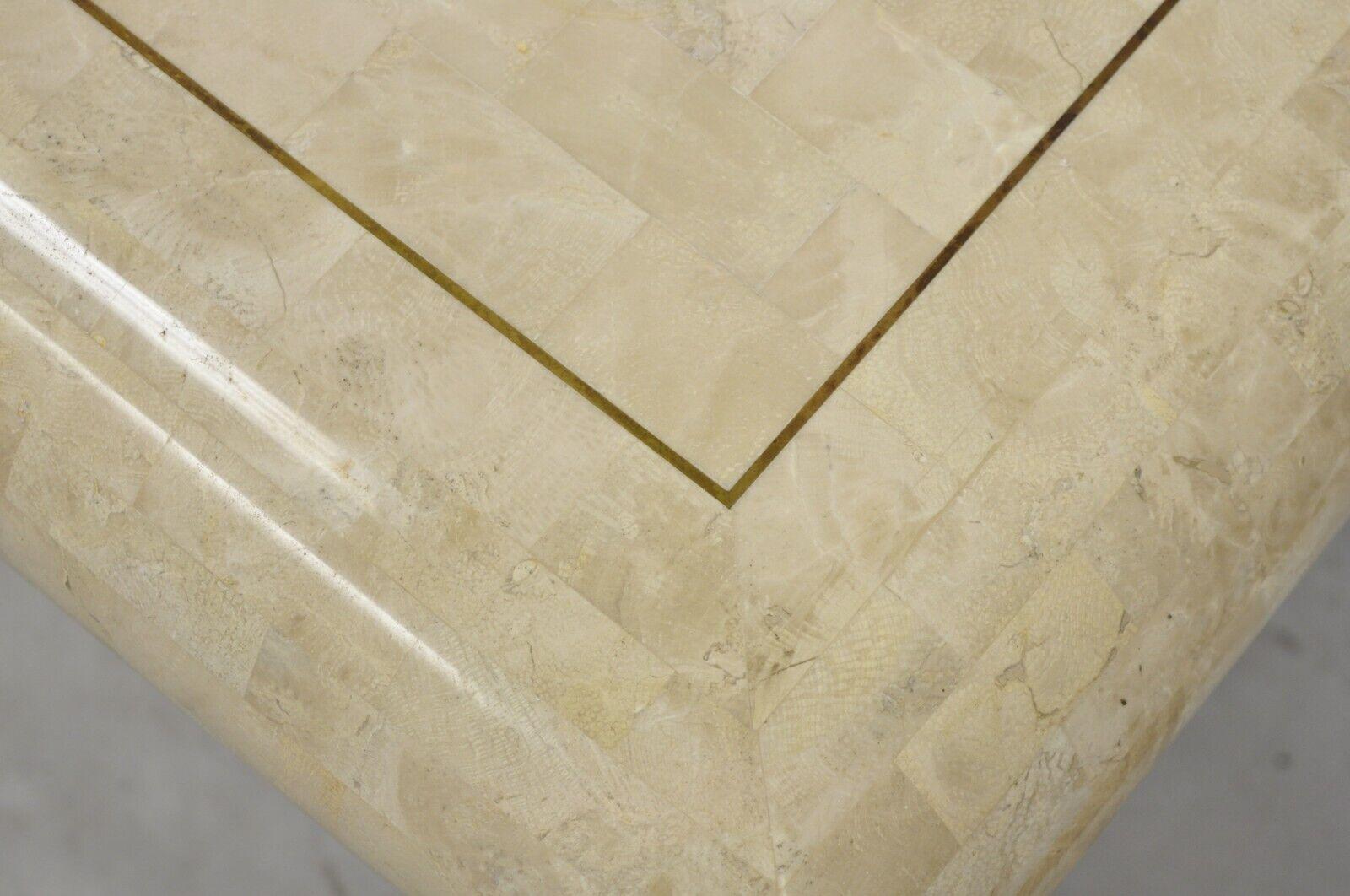 Table d'entrée moderne à piédestal incrusté de pierres tessellées Maitland Smith Bon état - En vente à Philadelphia, PA