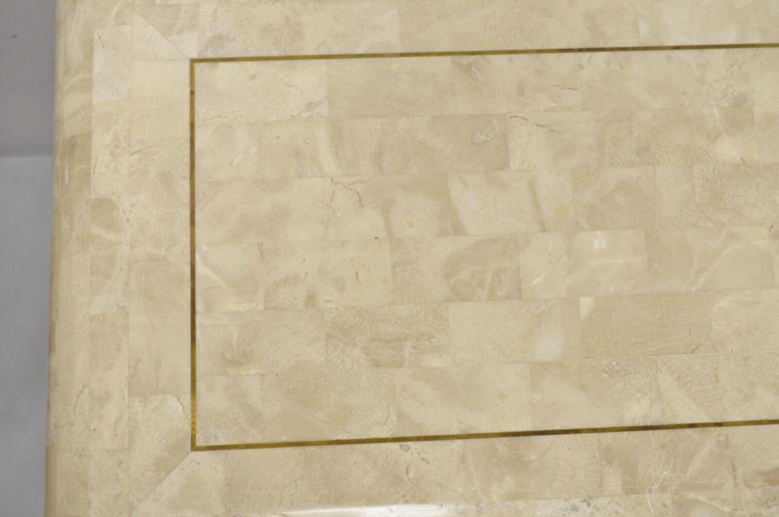 20ième siècle Table d'entrée moderne à piédestal incrusté de pierres tessellées Maitland Smith en vente