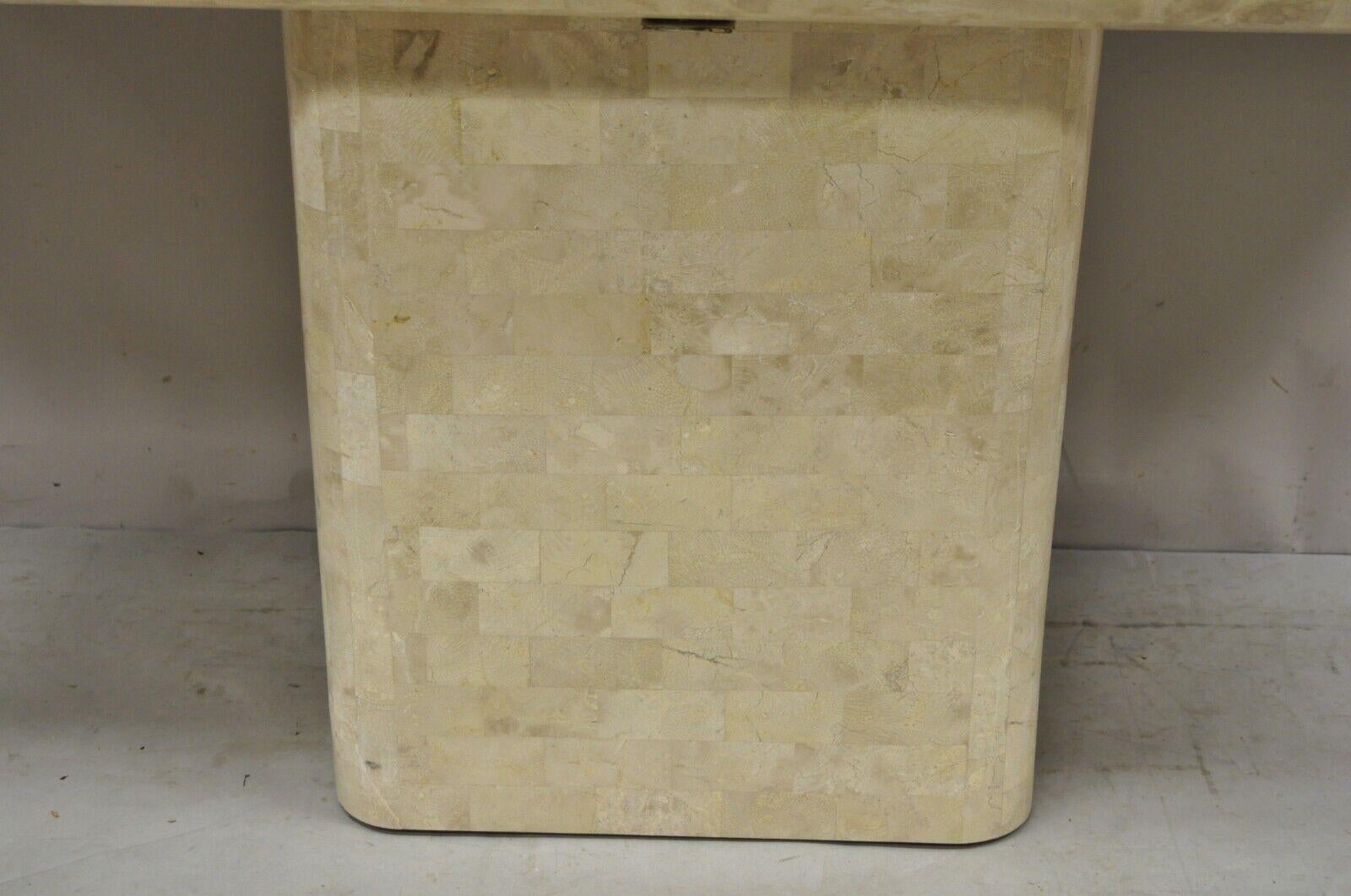 Vtg Maitland Smith Tessellated Stone Inlay Modern Pedestal Console Hall Table For Sale 5
