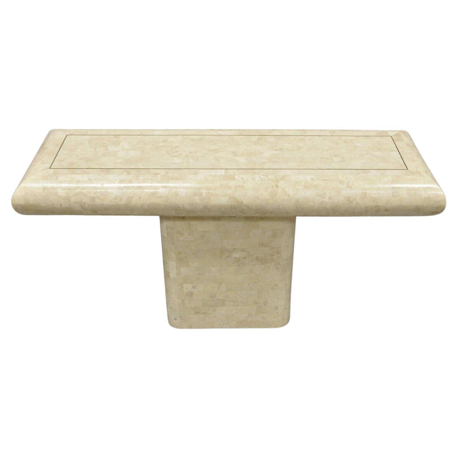 Vtg Maitland Smith Tessellated Stone Inlay Modern Pedestal Konsole Hall Tisch