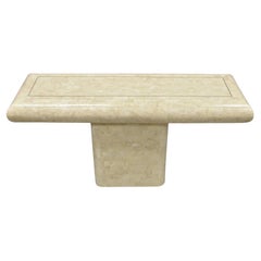 Retro Vtg Maitland Smith Tessellated Stone Inlay Modern Pedestal Console Hall Table