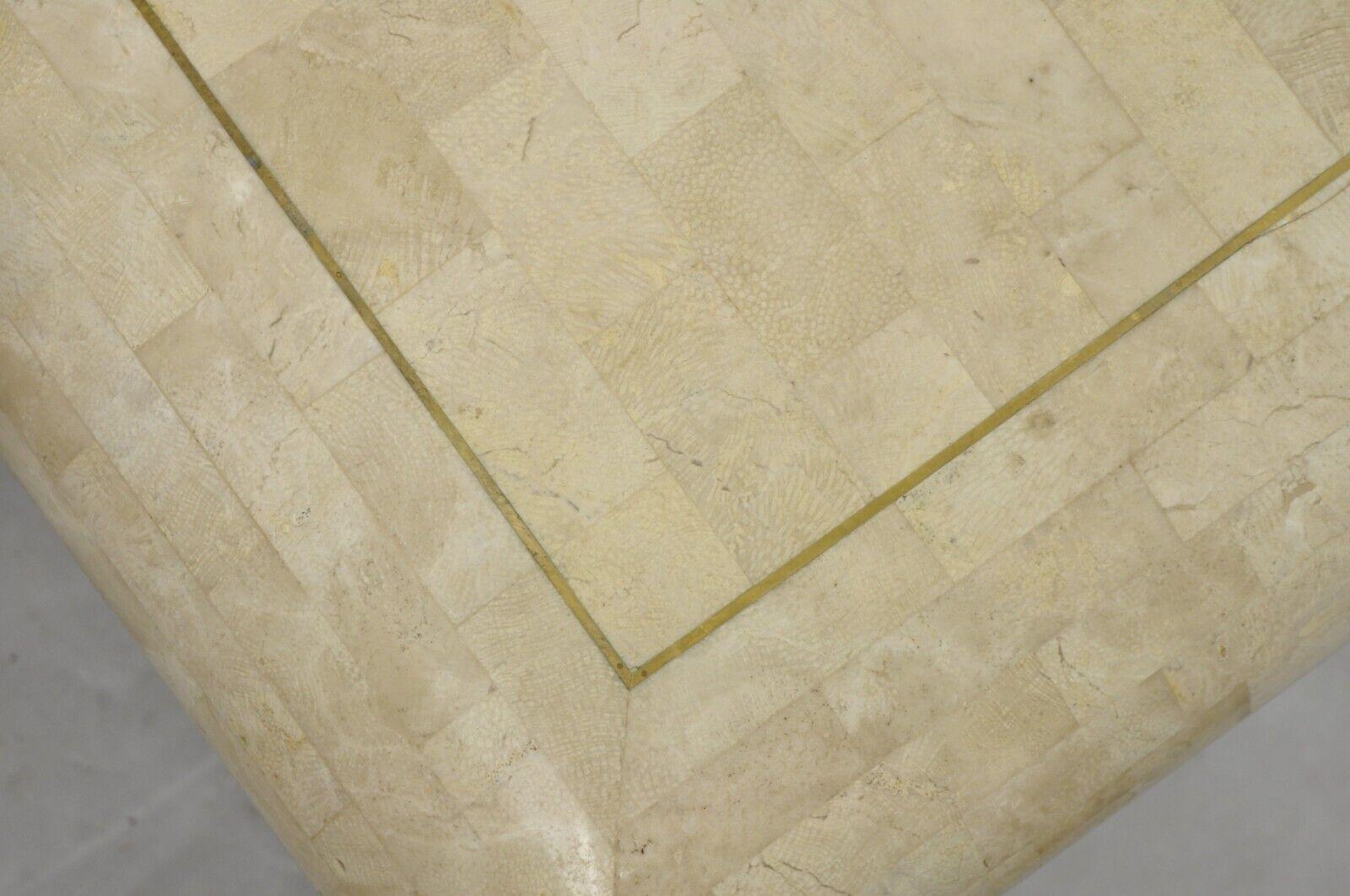 Table basse carrée à piédestal incrustée de pierres tesselées moderne de Vtg Maitland Smith en vente 1
