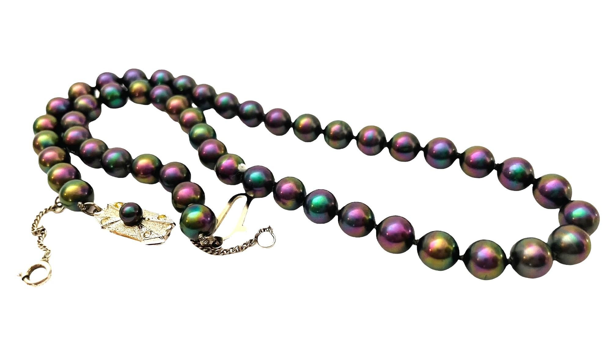 Vtg Majorica Multi-Colored Pearl Necklace w a Sterling & Jeweled Clasp 3